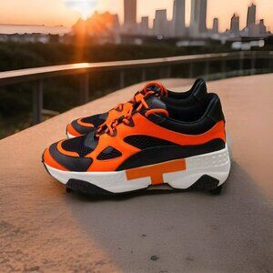 ✅Tod’s Leather/Mesh Active Trainer Sneaker Orange/Black Shoes Men's Sz UK 7/US 8